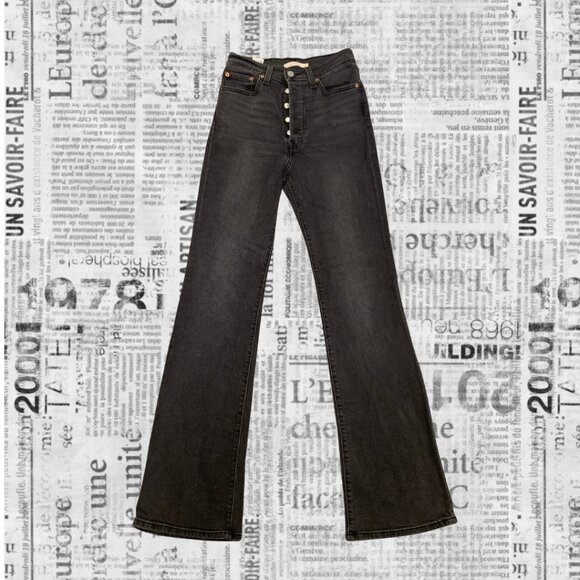 Black Levi's 501 button fly bootcut jeans - Picture 1 of 4
